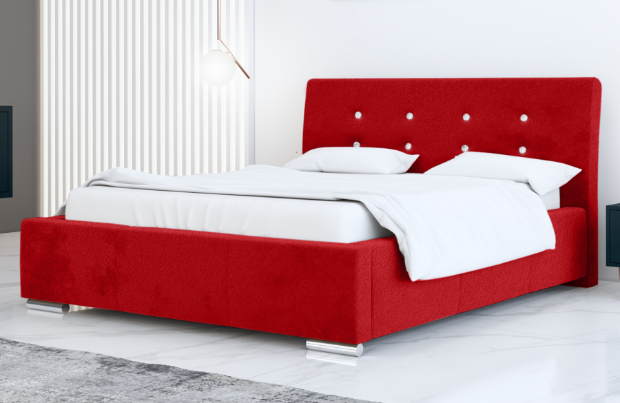 Łóżko tapicerowane ALMADA czerwony casablanca