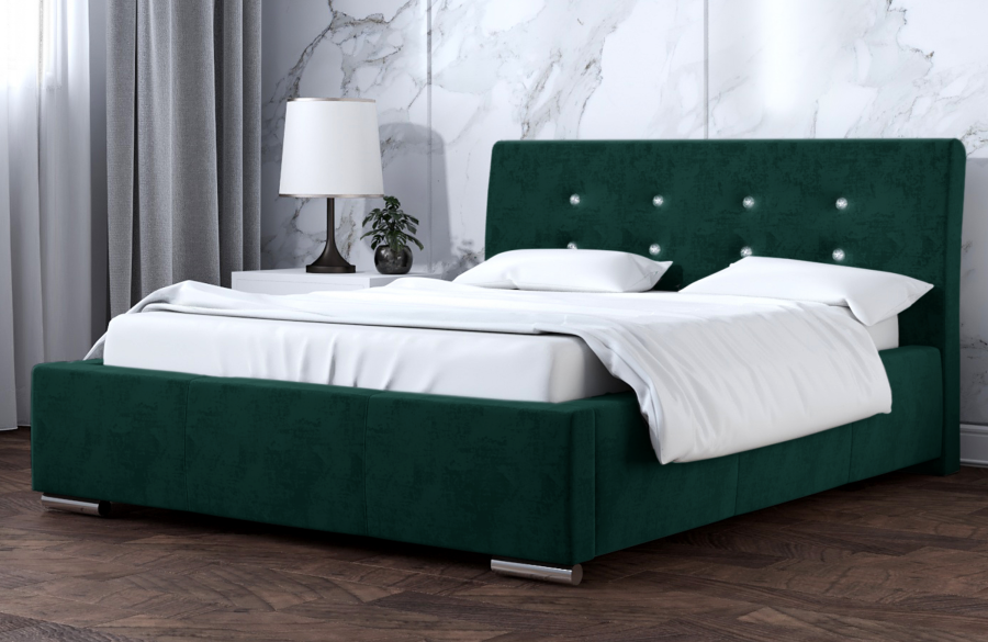 Łóżko tapicerowane ALMADA zielone monolith