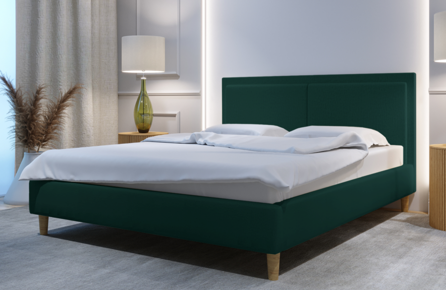 Łóżko tapicerowane BRAGA zielone monolith