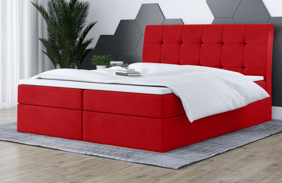 Łóżko kontynentalne HAMAR czerwone casablanca
