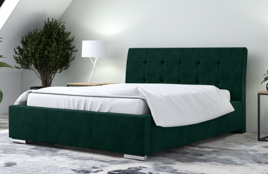 Łóżko tapicerowane MOSS zielone monolith