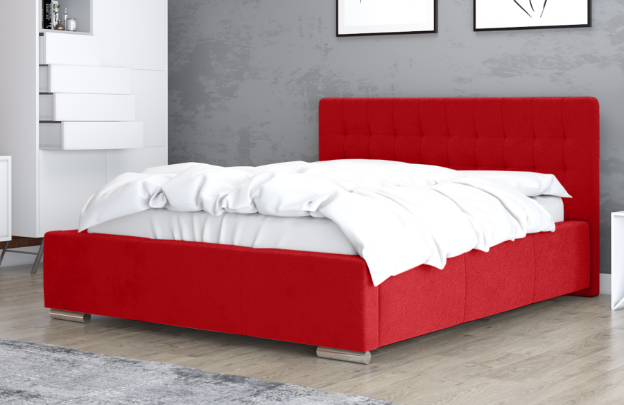 Łóżko tapicerowane SINES czerwone casablanca