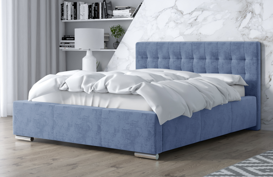 Łóżko tapicerowane SINES niebieski monolith
