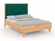 Łóżko drewniane RIDA z tapicerowanym zagłówkiem Buk
