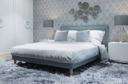 Łóżko tapicerowane HORTEN niebieskie sawana