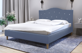 Łóżko tapicerowane AVEIRO niebieskie monolith